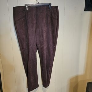 Rafaelle brownFaux Suede Pants, Pull-On, Straight-Leg, Stretch, Plus-Size- 20W